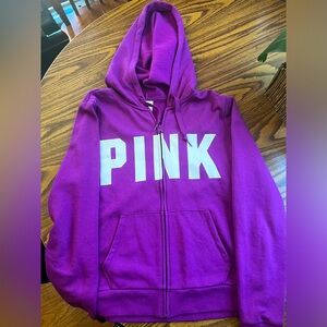Pink Victoria’s Secret zip up hoodie- size large